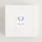 "watercolor flowers crest" - Rehearsal Dinner Favor Stickers in Dusty Blue by Cass Loh - In Use