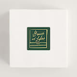 "Matchbooks" - Rehearsal Dinner Favor Stickers in Vetiver by Jennifer Lew - In Use