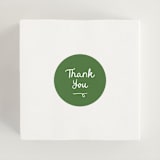 "First Course Party" - Rehearsal Dinner Favor Stickers in Kelly Green by Cotton and Bow - In Use