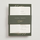 "Leaves" - Foil-Pressed Multi-Event RSVP Cards in Moss by Kelly Schmidt - Assembled with Belly Band