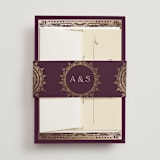 "Arunima" - Foil-Pressed Multi-Event RSVP Cards in Plum by Randi Cirelli - Assembled with Belly Band