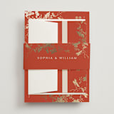 "Abstract Flora" - Foil-Pressed Multi-Event RSVP Cards in Lava by Stellax Creative - Assembled with Belly Band