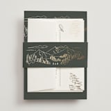 "Peaks" - Foil-Pressed Multi-Event RSVP Cards in Hunter by Sarah Brown - Assembled with Belly Band