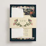 "Gilded Tapestry" - Foil-Pressed Multi-Event RSVP Cards in Midnight Garden by Simona Camp - Assembled with Belly Band