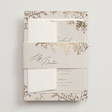 "forever and a day" - Foil-Pressed Multi-Event RSVP Cards in Luxe Neutral by Design Lotus - Assembled with Belly Band