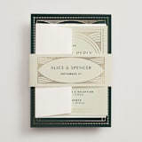 "deco arch" - Foil-Pressed Multi-Event RSVP Cards in Fir by Kindred Fields - Assembled with Belly Band