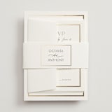 "Regal" - Foil-Pressed Multi-Event RSVP Cards in Porcelain by Nicole Walsh - Assembled with Belly Band