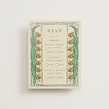 "Deco Spring Florals" - Foil-Pressed Multi-Event RSVP Cards in Birch by Shiny Penny Studio - Front