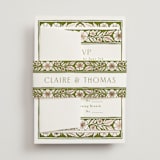 "Inlay Frame" - Foil-Pressed Multi-Event RSVP Cards in Avocado by Katharine Watson - Assembled with Belly Band