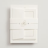 "Framed Monogram" - Foil-Pressed Multi-Event RSVP Cards in Silk by Kelly Schmidt - Assembled with Belly Band
