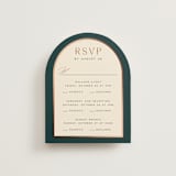 "Autumnal Arch" - Foil-Pressed Multi-Event RSVP Cards in Deep Sea by Erin German - Front