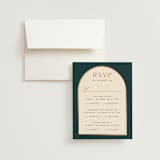 "Autumnal Arch" - Foil-Pressed Multi-Event RSVP Cards in Deep Sea by Erin German - RSVP with Envelope