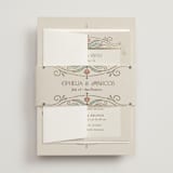 "Ornate Elegance" - Foil-Pressed Multi-Event RSVP Cards in Ivory by Maria Hilas-Louie - Assembled with Belly Band