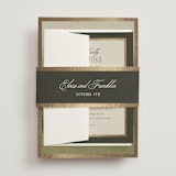 "Hillside" - Foil-Pressed Multi-Event RSVP Cards in Graphite by Everett Paper Goods - Assembled with Belly Band