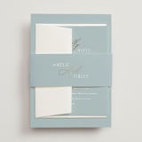 "Delicacy" - Foil-Pressed Multi-Event RSVP Cards in Dusty Blue by Angela Thompson - Assembled with Belly Band
