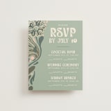 "Nouveau Frame" - Foil-Pressed Multi-Event RSVP Cards in Sage by GeekInk Design - Front