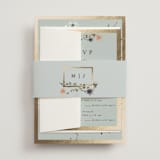 "Blue Garden" - Foil-Pressed Multi-Event RSVP Cards in Mist by Hannah Williams - Assembled with Belly Band