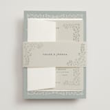 "Floral Romance" - Foil-Pressed Multi-Event RSVP Cards in Something Blue by Gwen Bedat - Assembled with Belly Band