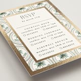 "Vintage Palms" - Foil-Pressed Multi-Event RSVP Cards in Sand by Maria Alou - Detail