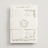 "Portico" - Foil-Pressed Multi-Event RSVP Cards in Blue Bell by Everett Paper Goods - Assembled with Belly Band