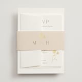 "The Romantic" - Foil-Pressed Multi-Event RSVP Cards in Buttercream by Kristie Kern - Assembled with Belly Band