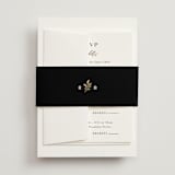 "Petite Sprig" - Foil-Pressed Multi-Event RSVP Cards in Black Dahlia by Olivia Raufman - Assembled with Belly Band