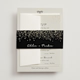 "Hand Illustrated Whimsical Chandelier" - Foil-Pressed Multi-Event RSVP Cards in Noir by Jackie Crawford - Assembled with Belly Band