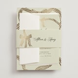 "All Tied Up" - Foil-Pressed Multi-Event RSVP Cards in Champagne by Chris Griffith - Assembled with Belly Band