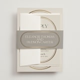 "oval" - Foil-Pressed Multi-Event RSVP Cards in Sandstone by lori jacobs wemple - Assembled with Belly Band