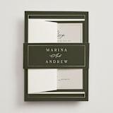"Refined" - Foil-Pressed Multi-Event RSVP Cards in Deep Olive by Nicole Walsh - Assembled with Belly Band