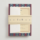 "Woven" - Foil-Pressed Multi-Event RSVP Cards in Navy by Baumbirdy - Assembled with Belly Band