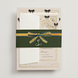 "Tuileries" - Foil-Pressed Multi-Event RSVP Cards in Golden by Claudia Orengo - Assembled with Belly Band
