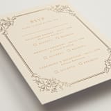 "Marigold" - Foil-Pressed Multi-Event RSVP Cards in Ochre by Hannah Bowman - Detail