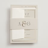 "Grace" - Foil-Pressed Multi-Event RSVP Cards in Champagne by Nicole Walsh - Assembled with Belly Band