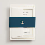 "Anchored" - Foil-Pressed Multi-Event RSVP Cards in Royal Navy by Olivia Raufman - Assembled with Belly Band