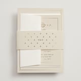 "Seaside" - Foil-Pressed Multi-Event RSVP Cards in Champagne by Griffinbell Paper Co. - Assembled with Belly Band