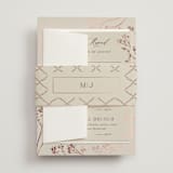 "Shining Florals" - Foil-Pressed Multi-Event RSVP Cards in Almond by frau brandt - Assembled with Belly Band