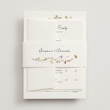"Coastal Bloom" - Foil-Pressed Multi-Event RSVP Cards in Garden Green by Lucrecia Caporale - Assembled with Belly Band