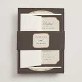 "Arch Frame" - Foil-Pressed Multi-Event RSVP Cards in Cognac by Emily Betts - Assembled with Belly Band