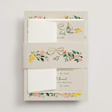 "Garden Feast" - Foil-Pressed Multi-Event RSVP Cards in Garden by Elly - Assembled with Belly Band