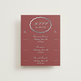 "Scallop Frame" - Foil-Pressed Multi-Event RSVP Cards in Burgundy by Baumbirdy - Front