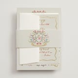 "Chantilly" - Foil-Pressed Multi-Event RSVP Cards in Sunset by Maja Cunningham - Assembled with Belly Band