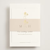 "The Romantic" - Foil-Pressed RSVP Online Enclosure Cards in Buttercream by Kristie Kern - Assembled with Belly Band