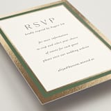 "Kareem" - Foil-Pressed RSVP Online Enclosure Cards in Evergreen by Oma N. Ramkhelawan - Detail