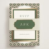 "Kareem" - Foil-Pressed RSVP Online Enclosure Cards in Evergreen by Oma N. Ramkhelawan - Assembled with Belly Band