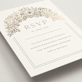 "Wild Roses" - Foil-Pressed RSVP Online Enclosure Cards in Powder Blue by Kristen Smith - Detail
