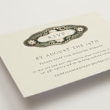 "Frame" - Foil-Pressed RSVP Online Enclosure Cards in Emerald by Jen Owens - Detail