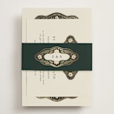 "Frame" - Foil-Pressed RSVP Online Enclosure Cards in Emerald by Jen Owens - Assembled with Belly Band