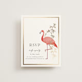 "Tropica" - Foil-Pressed RSVP Online Enclosure Cards in Papaya by Susan Moyal - Front