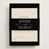 "Black Tie Affair" - Foil-Pressed RSVP Online Enclosure Cards in Onyx by Hooray Creative - Assembled with Belly Band